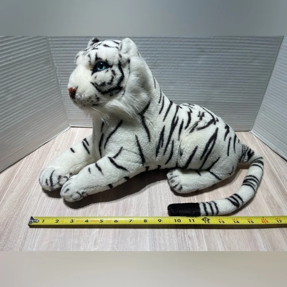 Vintage JIC White Tiger Plush Stuffed Animal – Realistic Big Cat Toy 17”